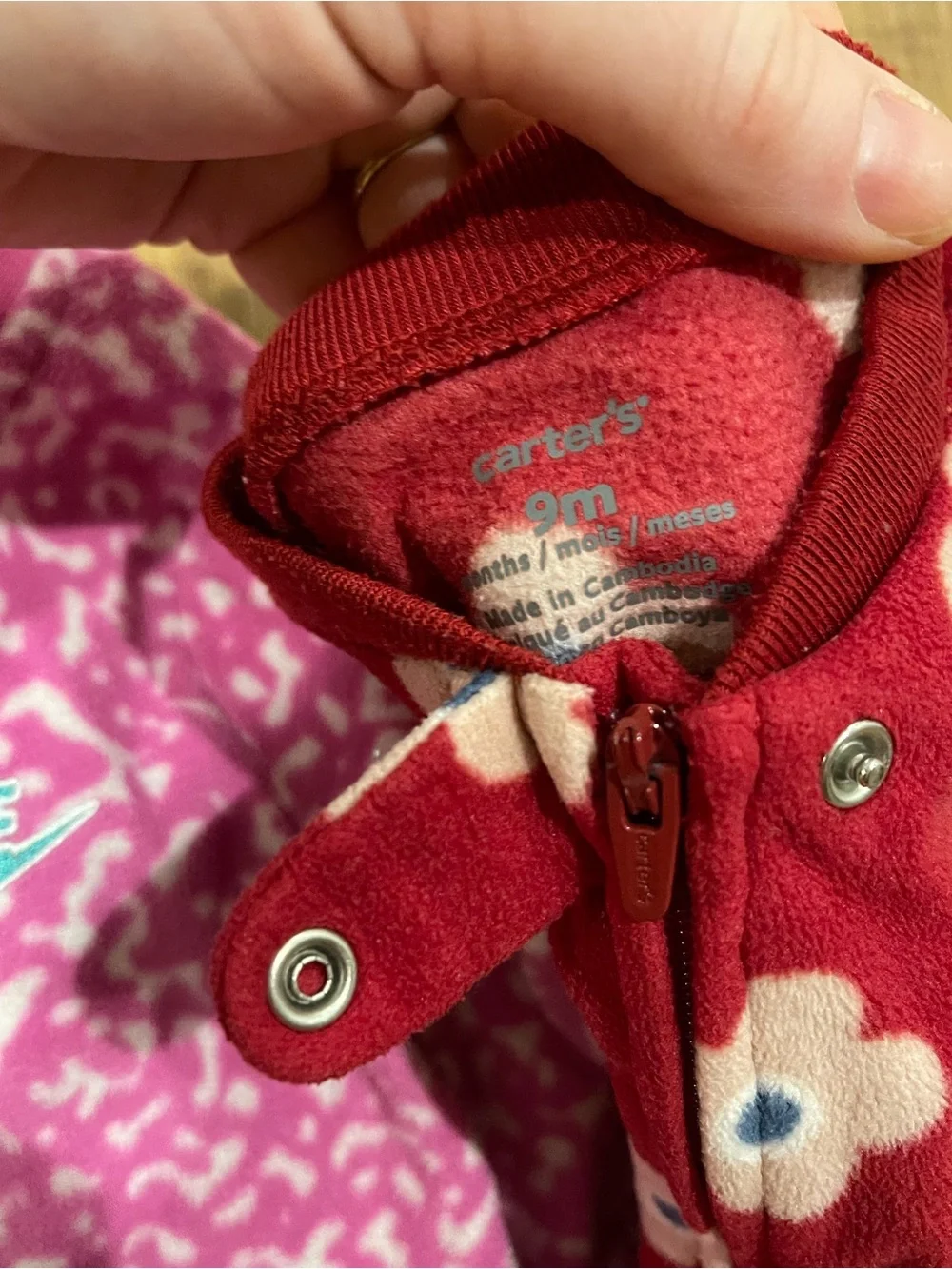 Carters and Nike Patterned One-Piece Footie Pajamas for 9 month girl
